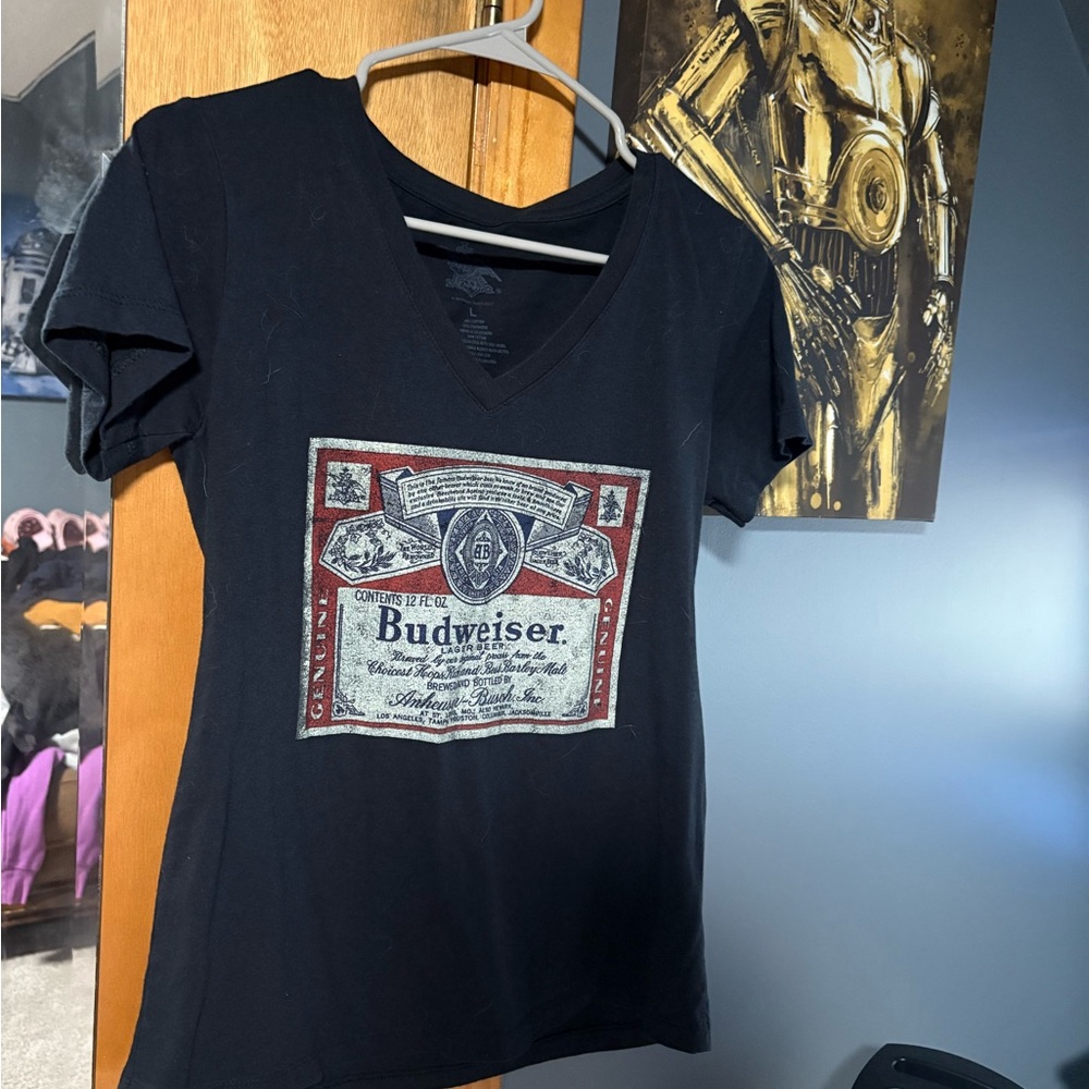 Budweiser Black Tee with Red and White Logo